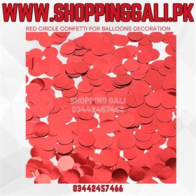 RED COLOR CONFETTI IN CIRCLE FOR BALLOONS FILLING