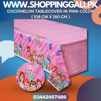 COCOMELON TABLE COVER IN PINK COLOR ( 108 CM X 180 CM )