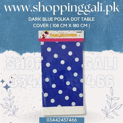 DARK BLUE POLKA DOT TABLE COVER FOR TABLE DECORATION ( 108 CM X 180 CM )