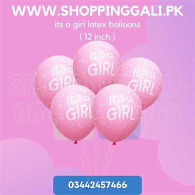 ITS A GIRL LATEX BALLOONS BABY GIRL THEME PARTY DECOR BALLOONS ( PACK OF 50 BALLOONS )