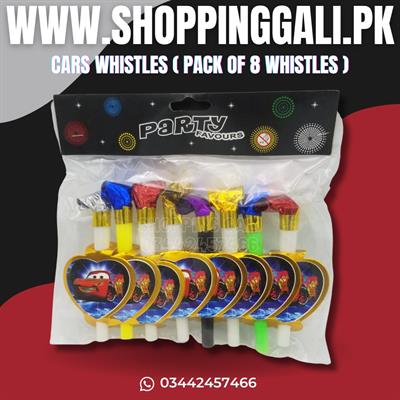 CARS WHISTLES PACK ( PACK OF 8 PARTY WHISTLES )