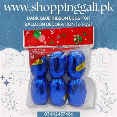 DARK BLUE RIBBON EGGS FOR BALLOON DECORATION ( PACK OF 6 CURLING RIBBONS )