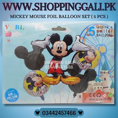 MICKEY MOUSE THEME FOIL BALLOON SET TAIL - PACK OF 5 FOIL BALLOONS - MICKEY MOUSE FOIL BALLOONS