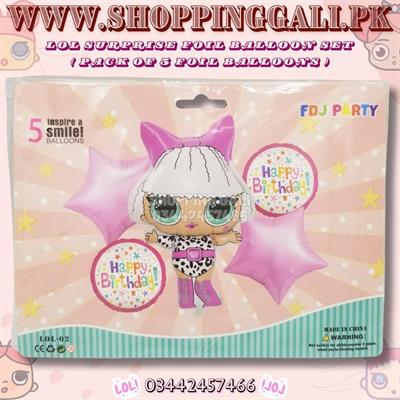 LOL SURPRISE FOIL BALLOON SET WITH PINK STAR ( PACK OF 5 FOIL BALLOONS )