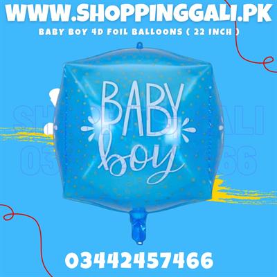 BABY BOY 4D CUBE SHAPE FOIL BALLOON ( 24 INCH IN SIZE )