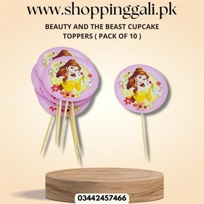 BEAUTY AND THE BEAST THEME CUPCAKE TOPPER - PACK OF 10 CUPCAKE TOPPERS - BEAUTY AND THE BEAST CUPCAKE TOPPERS