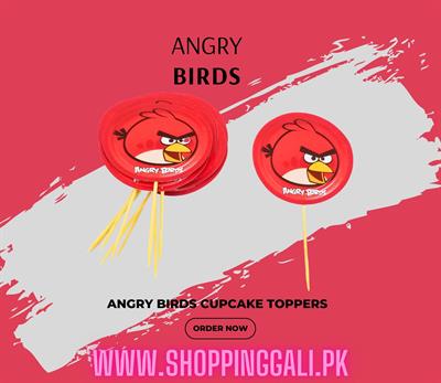 ANGRY BIRDS CUPCAKE TOPPERS IN RED COLOR ( PACK OF 10 CUPCAKE TOPPERS )