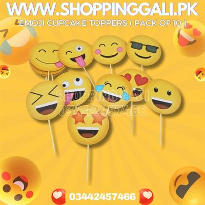 EMOJI FACES CUPCAKE TOPPERS ( PACK OF 10 CUPCAKE TOPPERS )