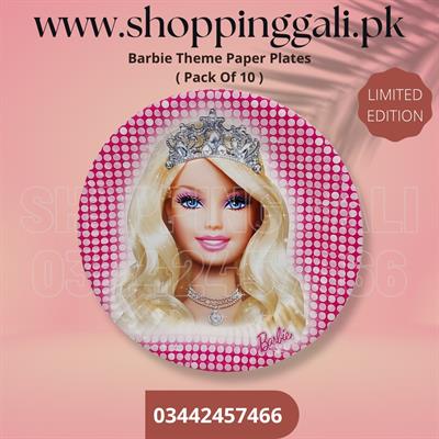 BARBIE PAPER PLATES ( PACK OF 10 PAPER PLATES )