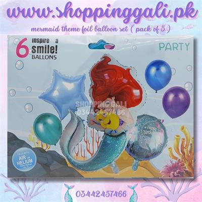 MERMAID THEME BALLOON SET PACK OF 3 FOIL BALLOON AND 3 CHROME BALLOONS