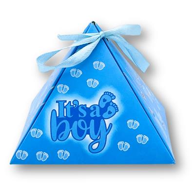 ITS A BOY PYRAMID DESIGN BOXES PACK OF 50 BOXES ( DIY BOXES )