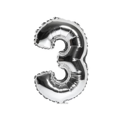 3 NUMBER FOIL BALLOON IN SILVER COLOR ( 16 INCH IN SIZE )