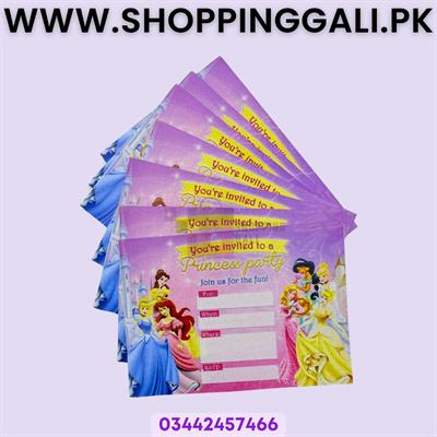 Princess Invitation Cards - 4 Inch By 3 Inch - Invitation Cards - Princess Theme - Pink - Girls - Pack Of 8