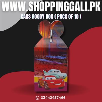 CARS GOODY BOX IN RED COLOR ( PACK OF 10 GIFT BOXES )