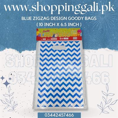 DARK BLUE ZIGZAG GOODY BAGS ( PACK OF 10 GIFT BAGS )