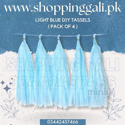 LIGHT BLUE COLOR DIY TASSELS SET FOR PARTY DECORATION ( PACK OF 4 TASSELS )