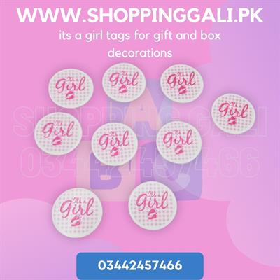 IT'S A GIRL TAGS ( PACK OF 10 BOX DECORATION TAGS )