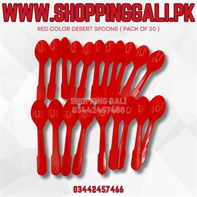 RED COLOR DESERT SPOONS ( PACK OF 20 SPOONS )