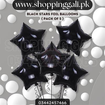 BLACK STAR FOIL BALLOONS ( PACK OF 5 STARS FOIL BALLOON )