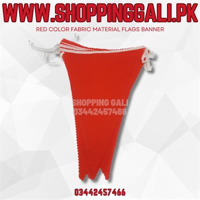 RED COLOR FABRIC MATERIAL FLAGS BANNER FOR PARTY DECORATION ( PACK OF 10 BUNTINGS )