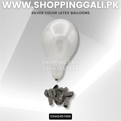 SILVER COLOR LATEX BALLOONS PARTY DECORATION BALLOONS ( PACK OF 25 BALLOONS )