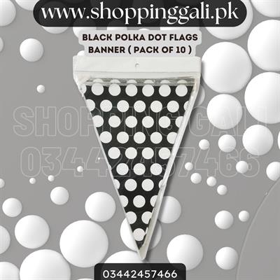 BLACK POLKA DOT BUNTINGS ( PACK OF 10 PARTY FLAGS BANNER )