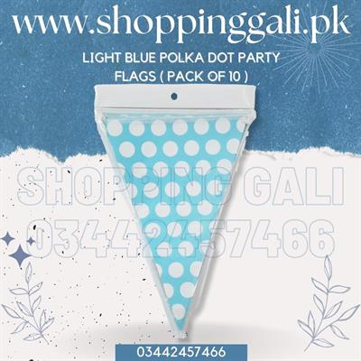 LIGHT BLUE POLKA DOT BUNTINGS ( PACK OF 10 PARTY FLAGS BANNER )