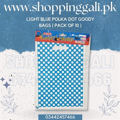 LIGHT BLUE POLKA DOT GOODY BAGS ( PACK OF 10 GOODY BAGS )