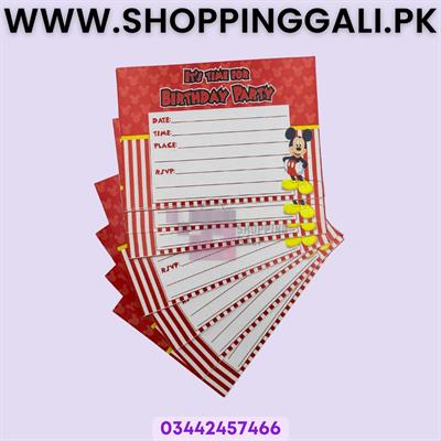 Mickey Mouse Invitation Cards - 4 Inch By 3 Inch - Invitation Cards - Mickey Mouse Theme - Red - Boys - Pack Of 8