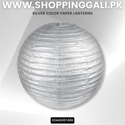 SILVER COLOR PAPER LANTERNS 8 INCH SIZE ( SET OF 2 PAPER LANTERN )