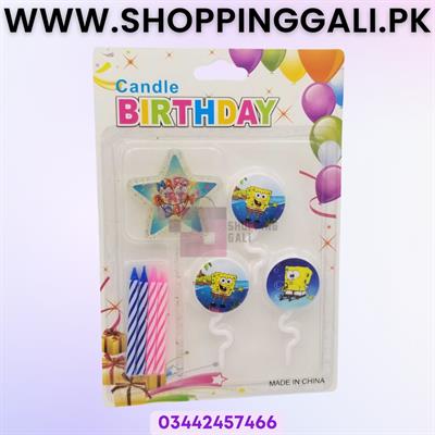 SPONGEBOB SQUAREPANT CANDLE FOR CAKE DECORATION - SPONGEBOB SQUAREPANTS THEME CANDLE SET