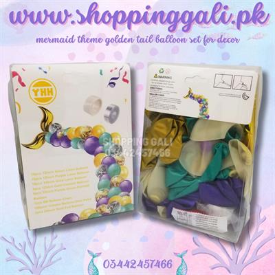 MERMAID GOLDEN TAIL BALLOONS FOR PARTY DECORATION ( 44 ITEMS IN A PACKET )