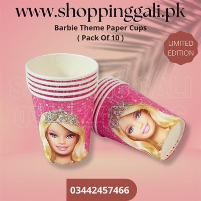 BARBIE PAPER CUPS ( PACK OF 10 PAPER CUPS )