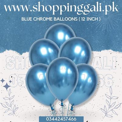 BLUE METALLIC CHROME BALLOONS ( PACK OF 10 BLUE BALLOONS )