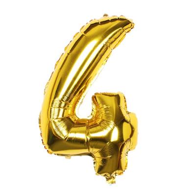 4 NUMBER FOIL BALLOONS IN GOLDEN COLOR ( 32 INCH IN SIZE )