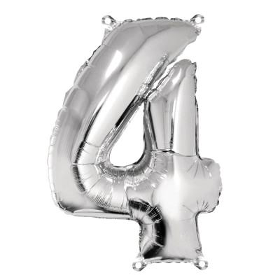 4 NUMBER FOIL BALLOON IN SILVER COLOR ( 16 INCH IN SIZE )