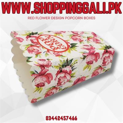 RED FLOWERS BEAUTIFUL DESIGN POPCORN BOXES ( PACK OF 6 POPCORN BOXES )