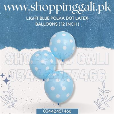 LIGHT BLUE POLKA DOT LATEX BALLOONS PERFECT FOR PARTY DECOR ( PACK OF 25 BALLOONS )