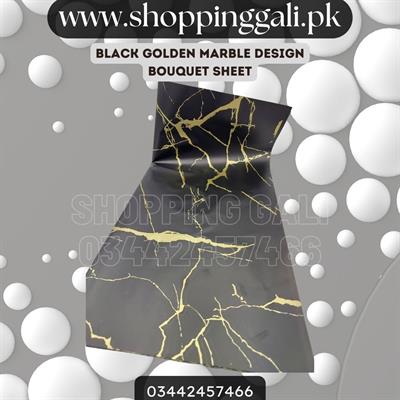 BLACK GOLDEN SHEET MARBLE DESIGN BOUQUET SHEET PACK OF 20 SHEETS ( 22.5 INCH X 22.5 INCH )