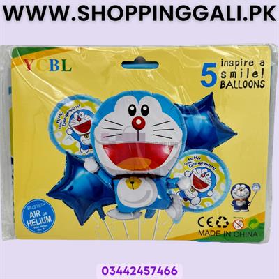 DORAEMON FOIL BALLOON SET - PACK OF 5 FOIL BALLOONS - DORAEMON THEME FOIL BALLOONS