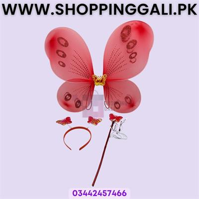 RED COLOR BUTTERFLY WINGS - BUTTERFLY HAIR BAND - BUTTERFLY MAGIC WAND