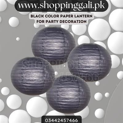 BLACK COLOR PAPER LANTERNS 8 INCH SIZE ( SET OF 2 PAPER LANTERNS )