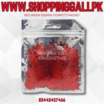 RED COLOR CONFETTI IN SNOW SHAPE FOR BALLOONS FILLING