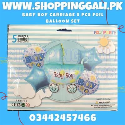 BABY BOY FOIL BALLOON SET CARRIAGE ( PACK OF 5 FOIL BALLOONS )