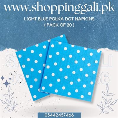 LIGHT BLUE POLKA DOT NAPKINS ( PACK OF 20 TISSUE PAPERS )