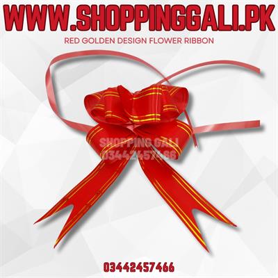 RED FLOWER RIBBON FOR GIFT WRAPPING AND BASKET WRAPPING 19 INCH ( PACK OF 10 )