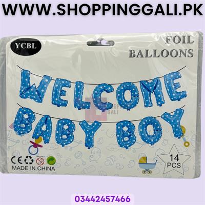 WELCOME BABY BOY FOIL BALLOON SET - PACK OF 14 FOIL BALLOONS - BLUE COLOR FOIL BALLOONS - 16 INCH SIZE FOIL BALLOONS