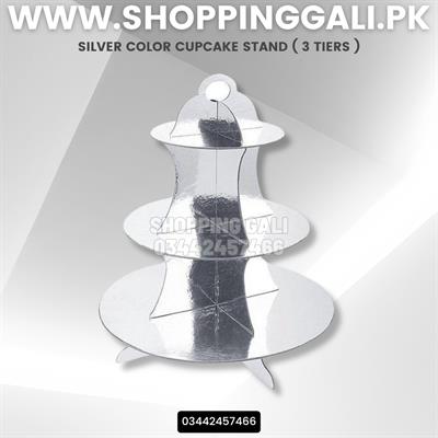 SILVER COLOR CUPCAKE STAND FOR TABLE DECORATION ( 3 TIERS CUPCAKE STAND )