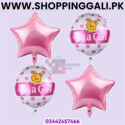 2 PINK STARS FOIL BALLOON - 2 ITS A GIRL FOIL BALLOON - BABY GIRL FOIL BALLOONS