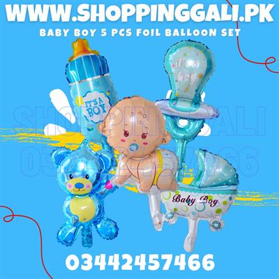 BABY BOY FOIL BALLOON SET IN MINI SIZE ( PACK OF 5 FOIL BALLOONS )